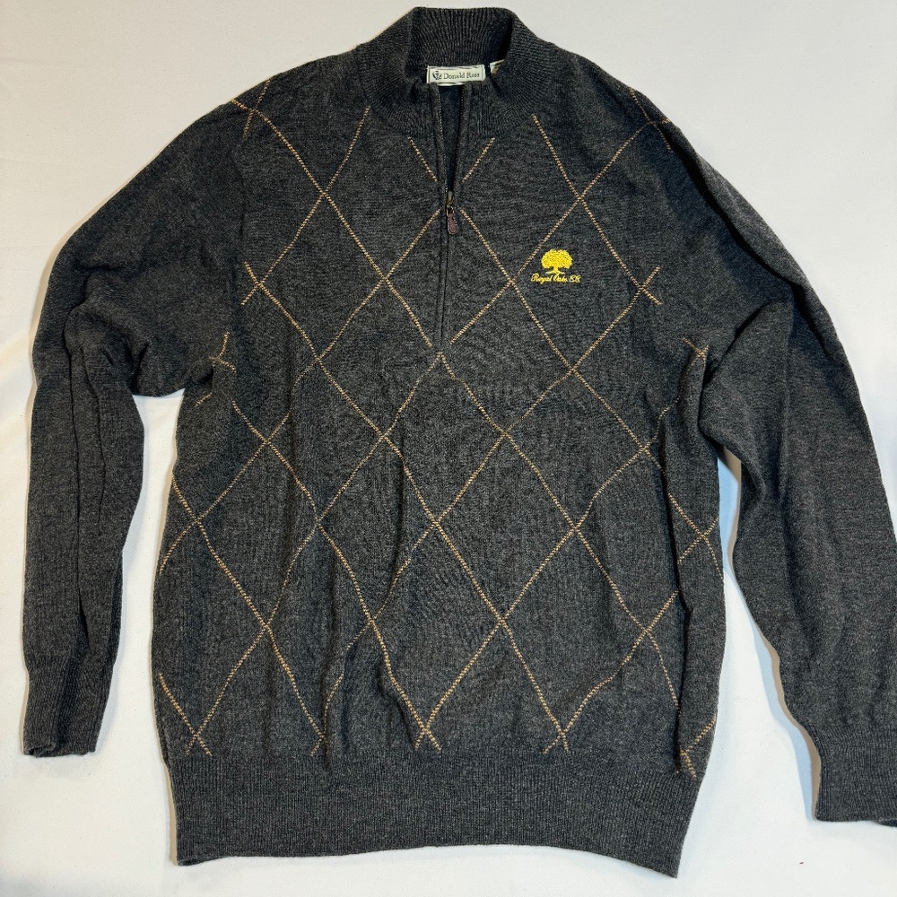 Donald Ross Wool 1/4 Zip Golf Sweater Oxford Gray